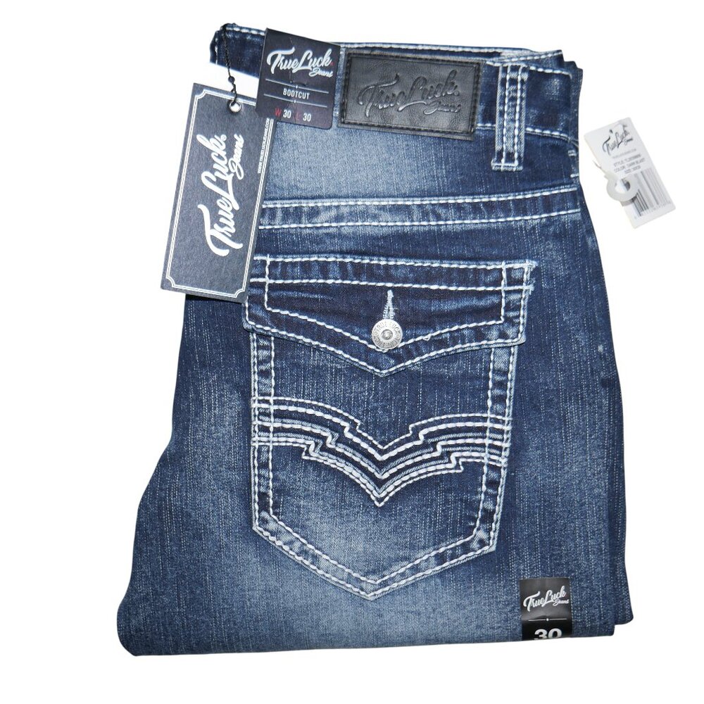 True Luck Men's Bootcut Jeans Actual Size 33x30 Tag 30x30 (Runs Big) NWT BKE